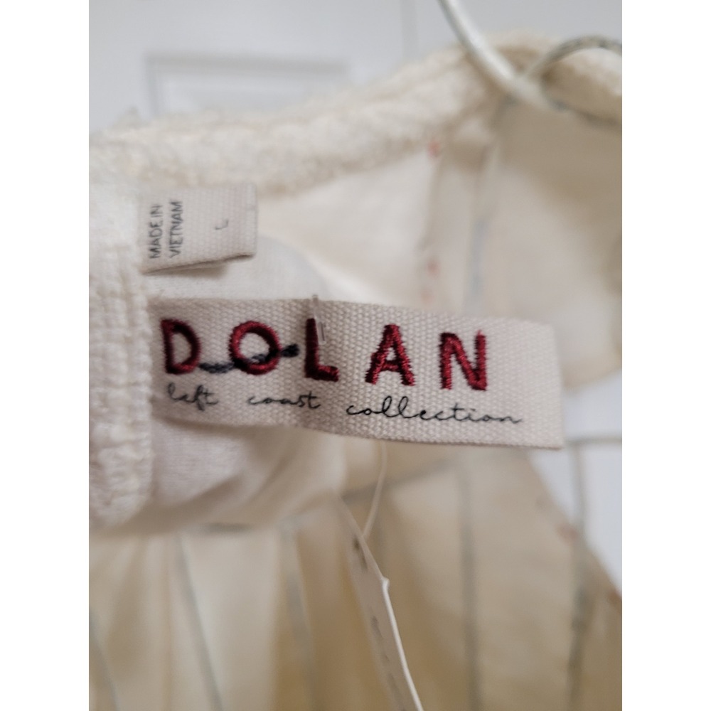 Dolan Left Coast Collection Louisa Ruffled Top Ivory Boucle Knit Blouse Size L - Picture 2 of 9